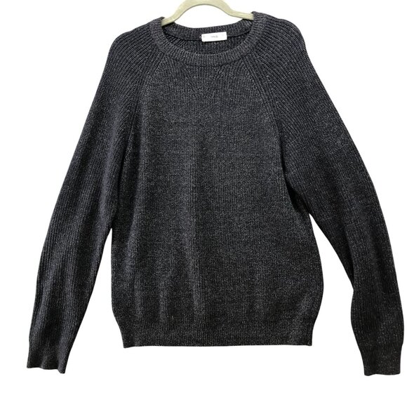 MNG Mango Crewneck Sweater Mens M Navy Blue Cotton Blend Heather Relaxed - Picture 1 of 8